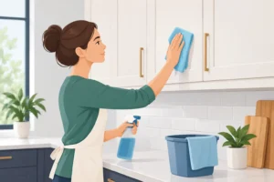 Read more about the article Cleaning Kitchen Cabinets Without Damaging Them